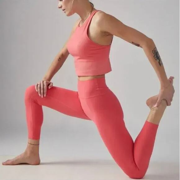 Athleta Womens L Transcend High Rise 7/8 Legging Coral/Pink 23" Inseam - Picture 1 of 7